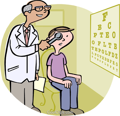 Boy With Optometrist Royalty Free Vector Clip Art Illustration - Eye Test Clipart (480x465)