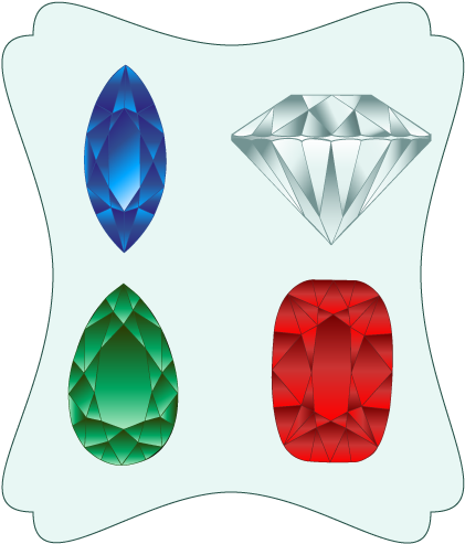Clipart - Kite - Diamond Ruby Emerald Sapphire (442x502)