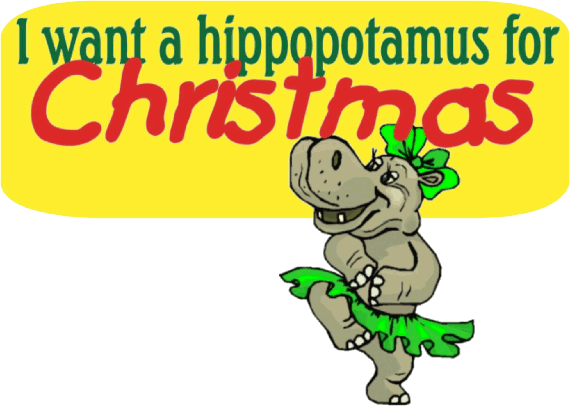 Hippopotamus Clipart Girl Hippo - Want A Hippo For Christmas Gif (2010x1432)