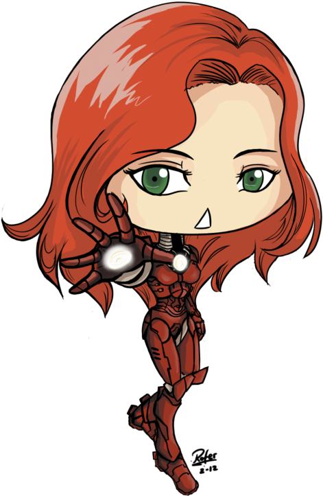 Hawkeye And Black Widow Chibi - Iron Man Girl Chibi (600x835)