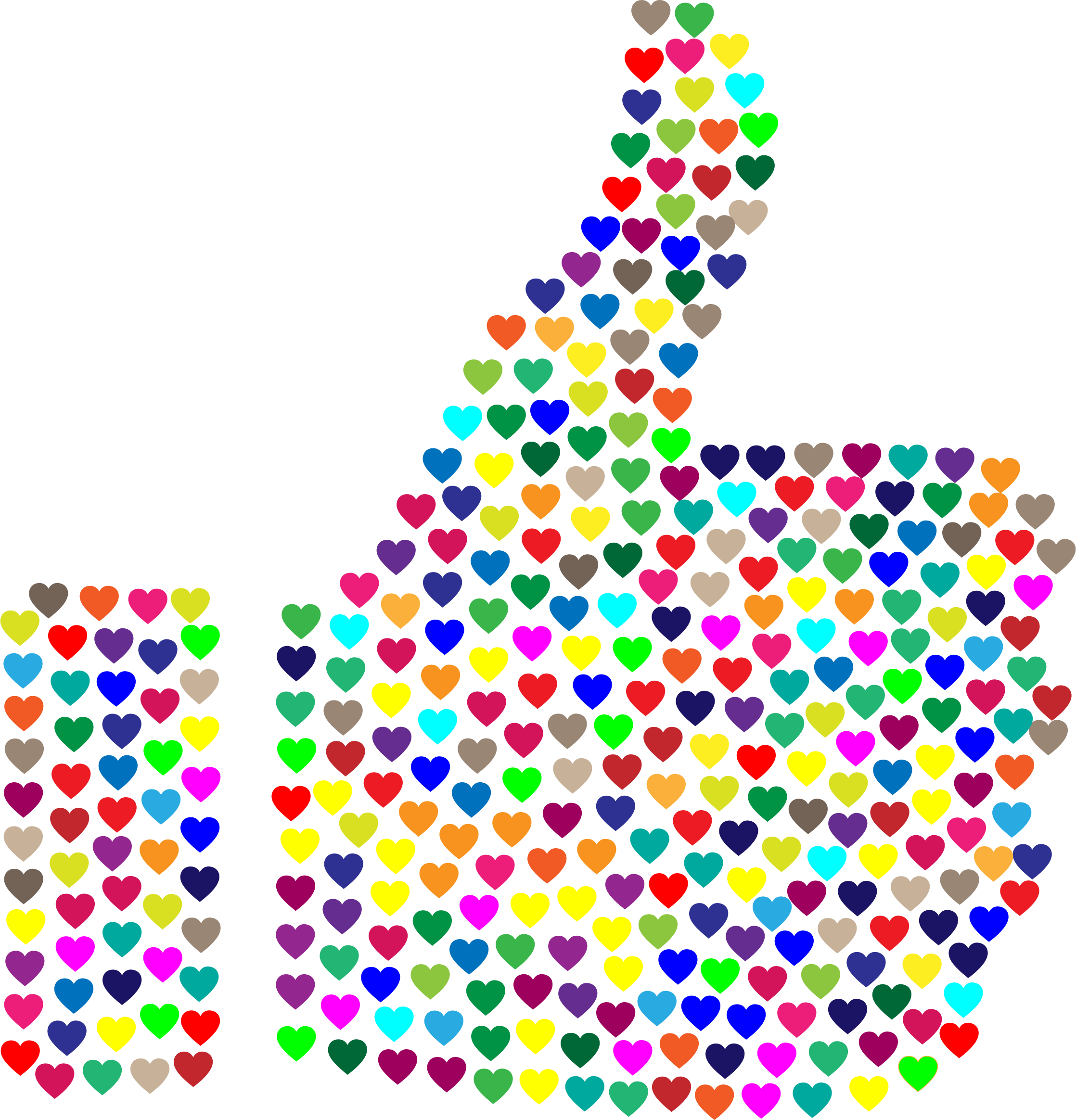 Hearts Thumbs Up Silhouette No Background - Thumbs Up Clipart No Background (2236x2328)