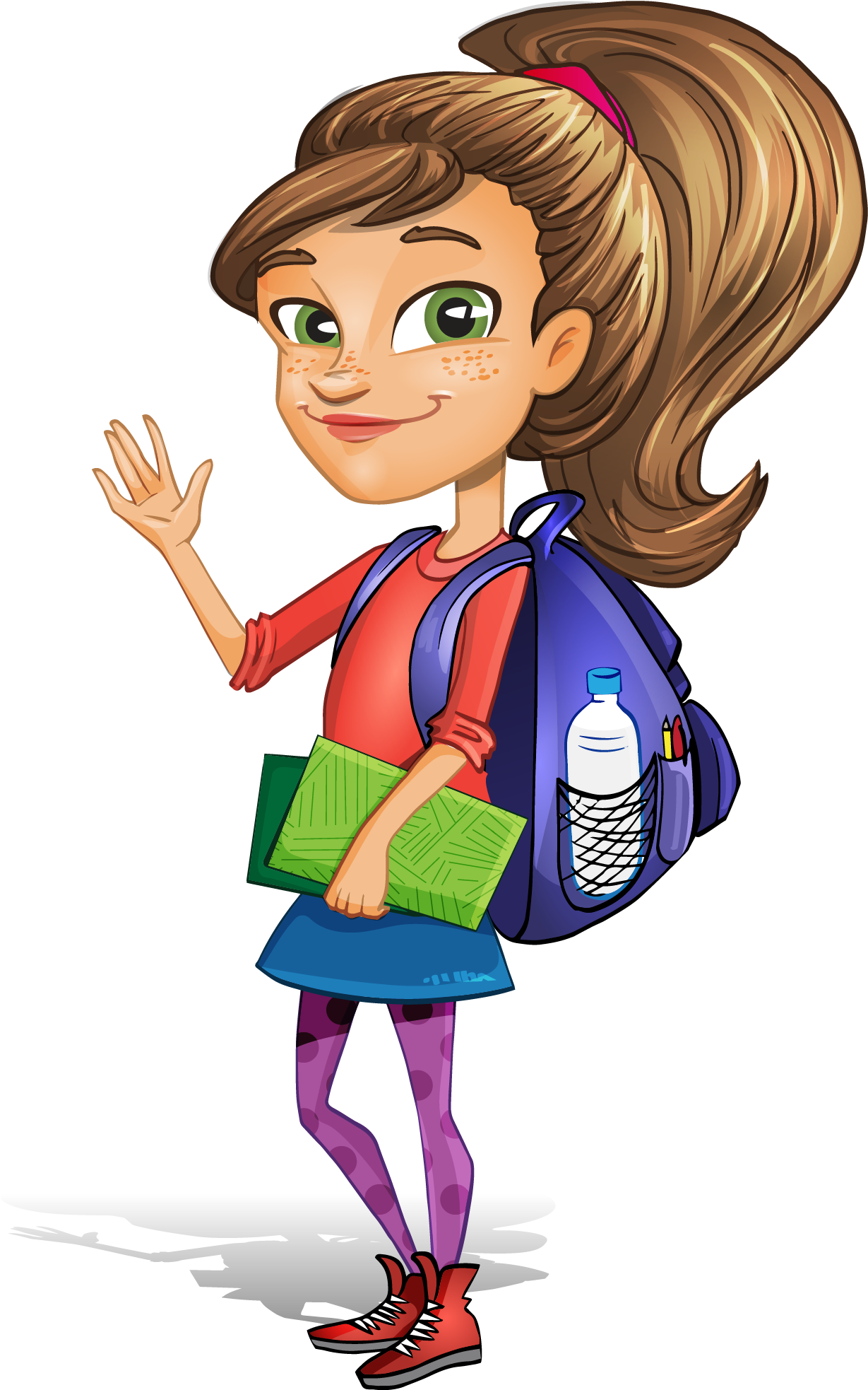 Student Cartoon Clip Art - Cartoon Female Student With Books (1257x2056)