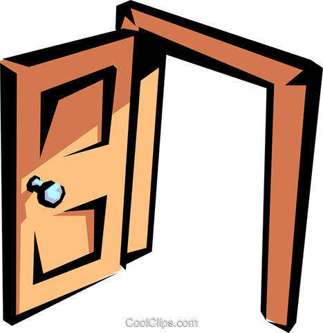 Doorway Royalty Free Vector Clip Art Illustration - Open Door Clip Art (467x480)