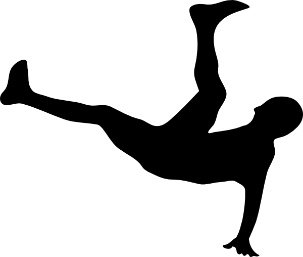 Smaller Fallen Man, Clip Art At Clker - Bicycle Kick Silhouette (600x508)