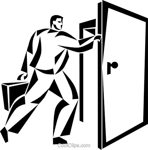 Businessman Walking Through A Door Royalty Free Vector - Businessman Walking Through A Door Royalty Free Vector (474x480)