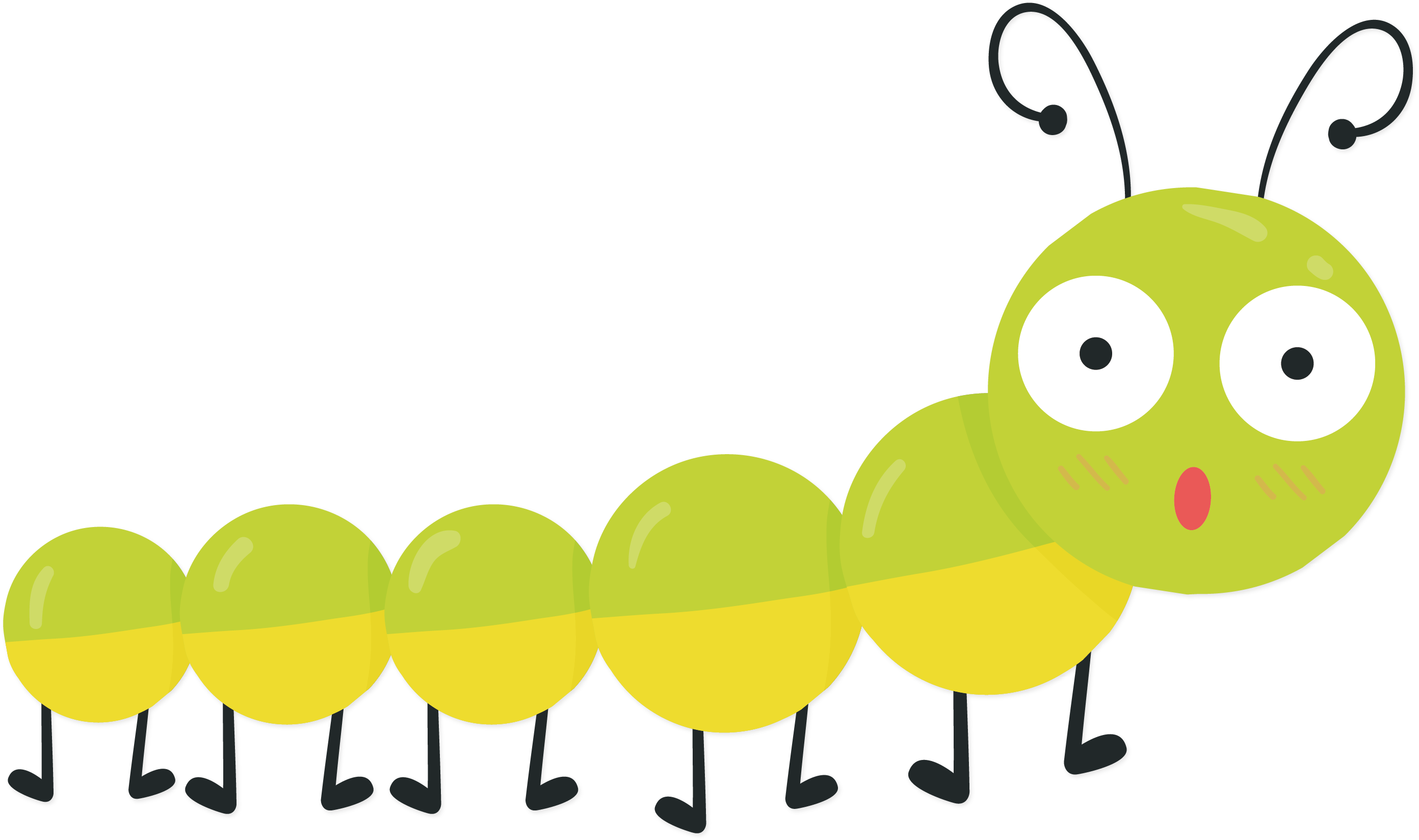 Green Caterpillar Vector - Yellow Caterpillar Vector (2791x1654)