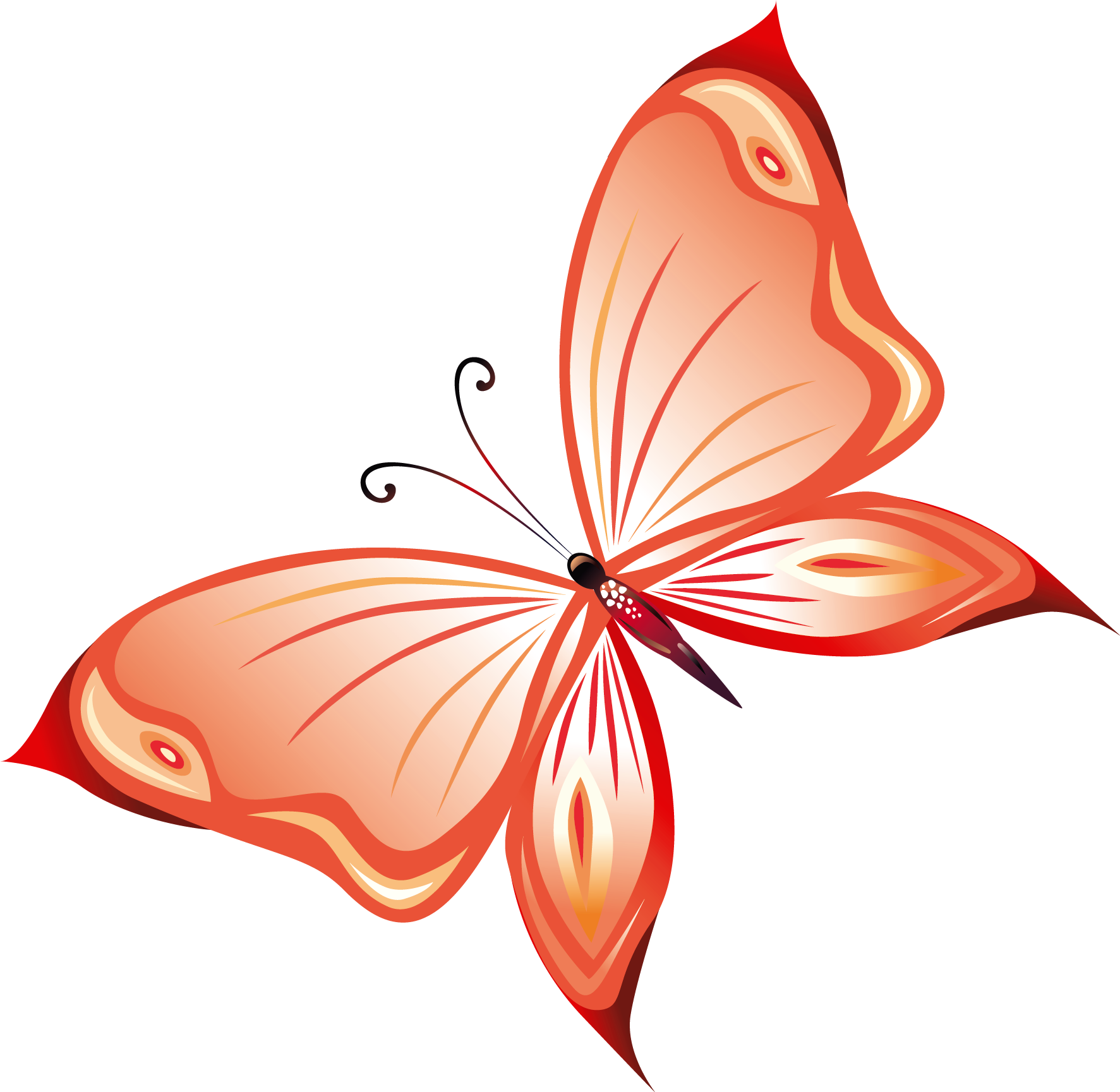 Transparent Red Butterfly Png Clipartu200b Gallery - Transparent Red Butterfly (1864x1878)