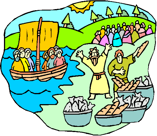 Feeding Cliparts - Jesus Feeding The 5000 Clipart (552x478)