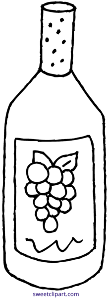 Wine Clipart Coloring Page - Wine Bottle Coloring Page (218x600)