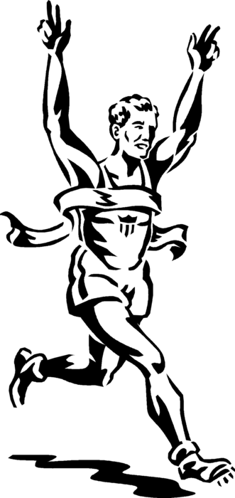 Vector Illustration Of Track And Field Athletic Sport - Winning A Race (331x700)