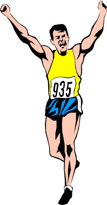 Runner Finishing Race Royalty Free Vector Clip Art - Runner Finishing Png (367x700)