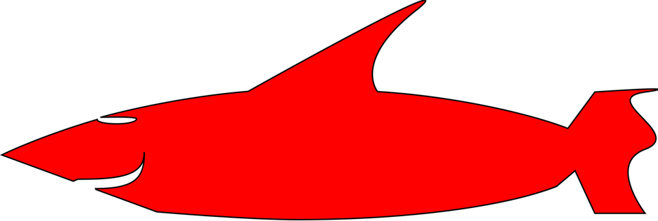 Illustration Of A Red Cartoon Shark - Red Shark Clipart (958x323)