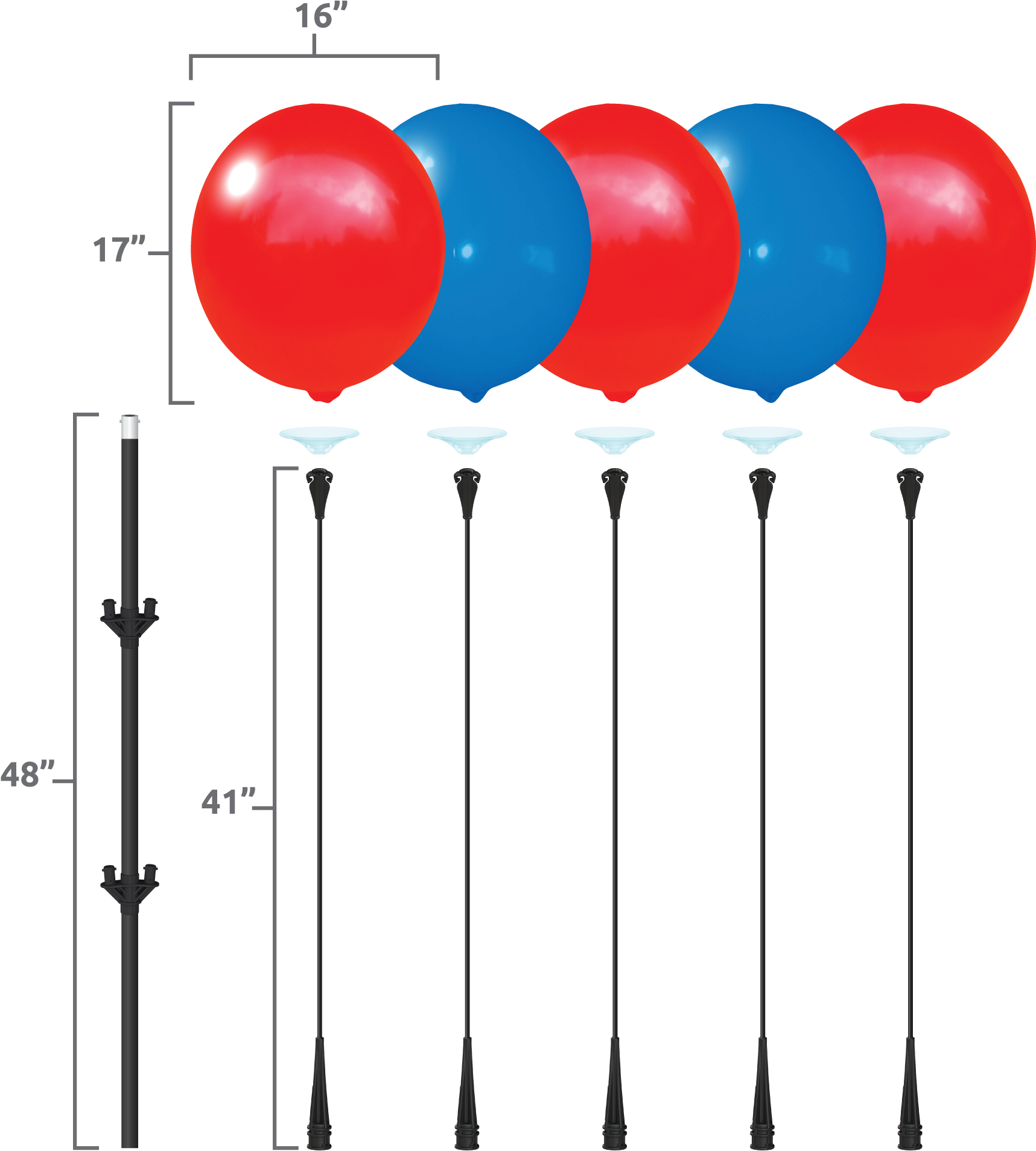 Weatherproof Reusable Seamed Balloon Cluster Pole Kit - Bobber (2000x2000)