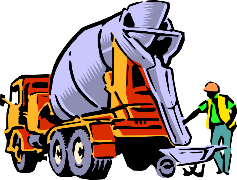 Vector Illustration Of Construction Industry Heavy - Concrete Truck Clip Art (921x700)