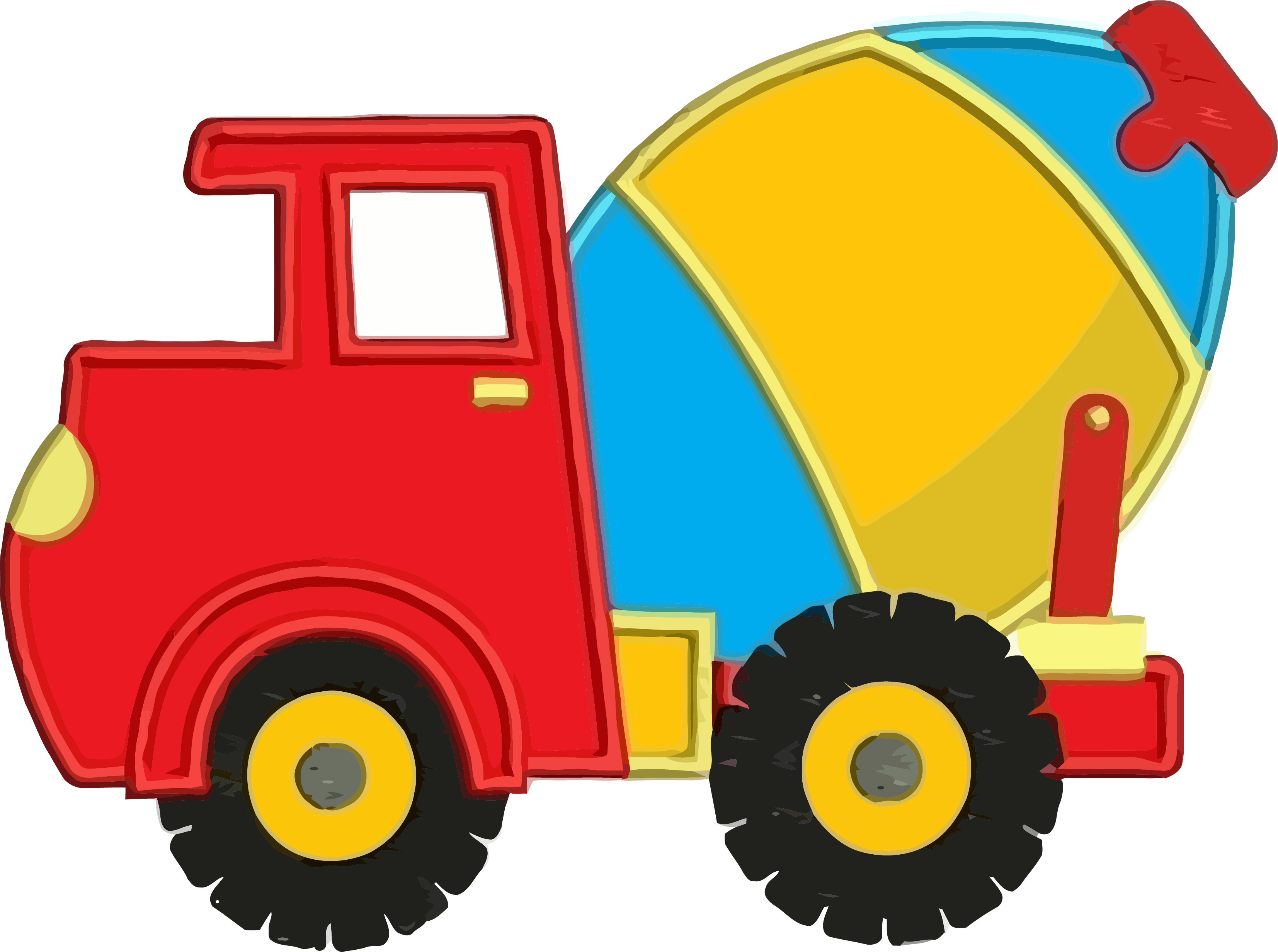 Cement Truck Colorful Clipart Png - Cement Mixer Truck Clipart (3307x2465)
