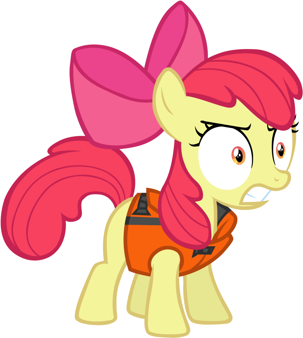 Angry Apple Bloom In A Life Vest By Cloudyglow - My Little Pony Apple Bloom (1024x1140)
