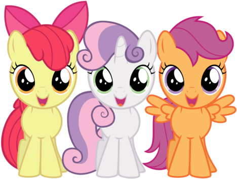 Friends 4 Ever And Cute Little Fillies Image - Apple Bloom Scootaloo And Sweetie Belle And Spike (500x358)