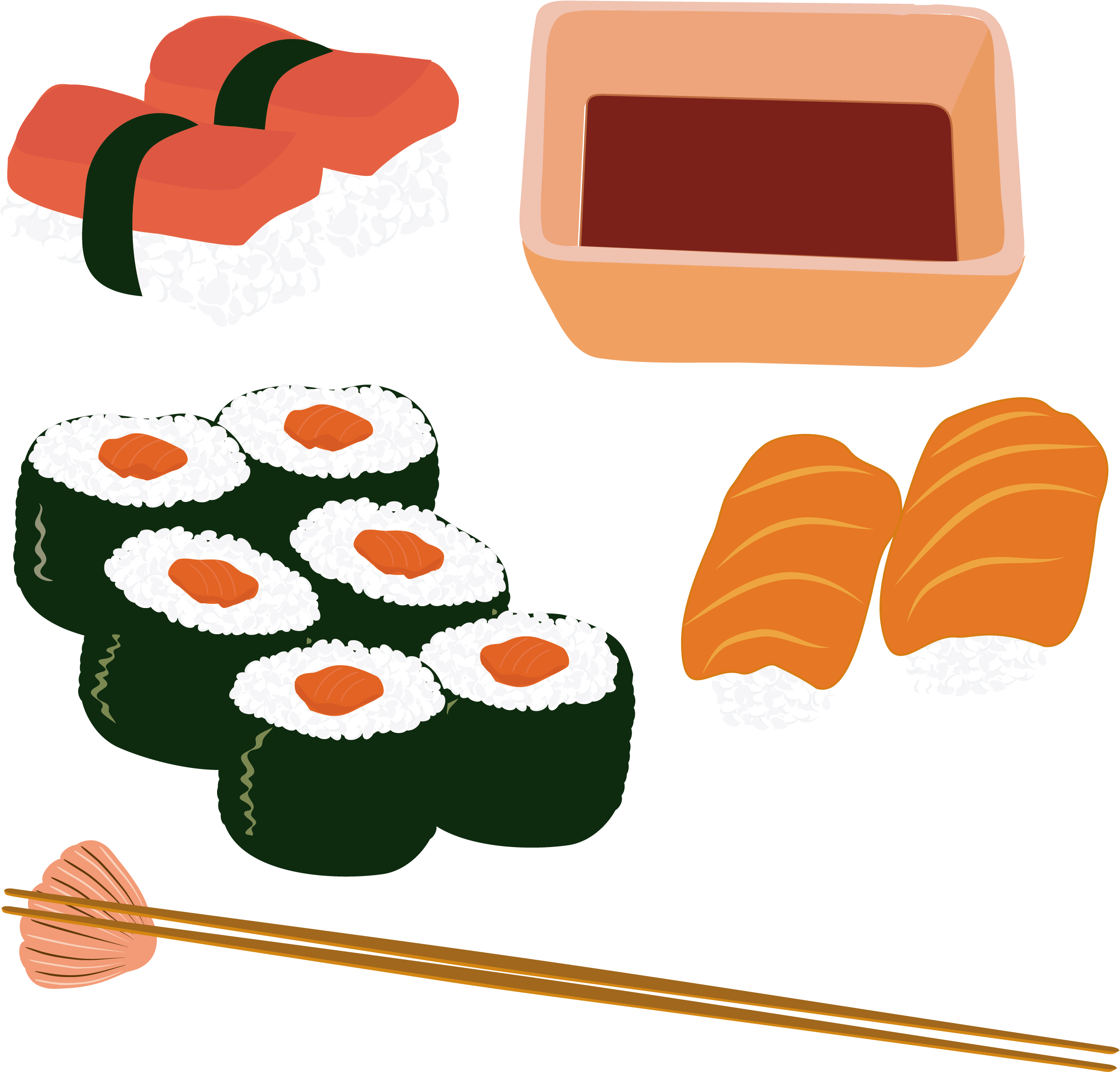 History Of Sushi Japanese Cuisine Sashimi Seafood - Sushi Vector Free (2500x2500)
