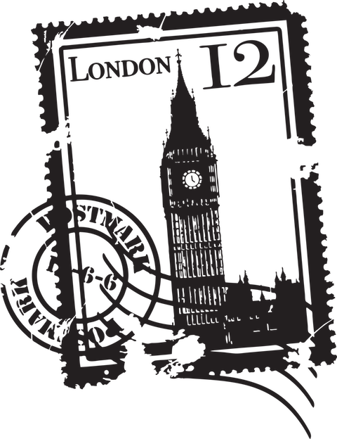 London Stamp Wall Decals Style And Apply - London Stamp With Big Ben - Highest Quality Wall Decal (480x624)