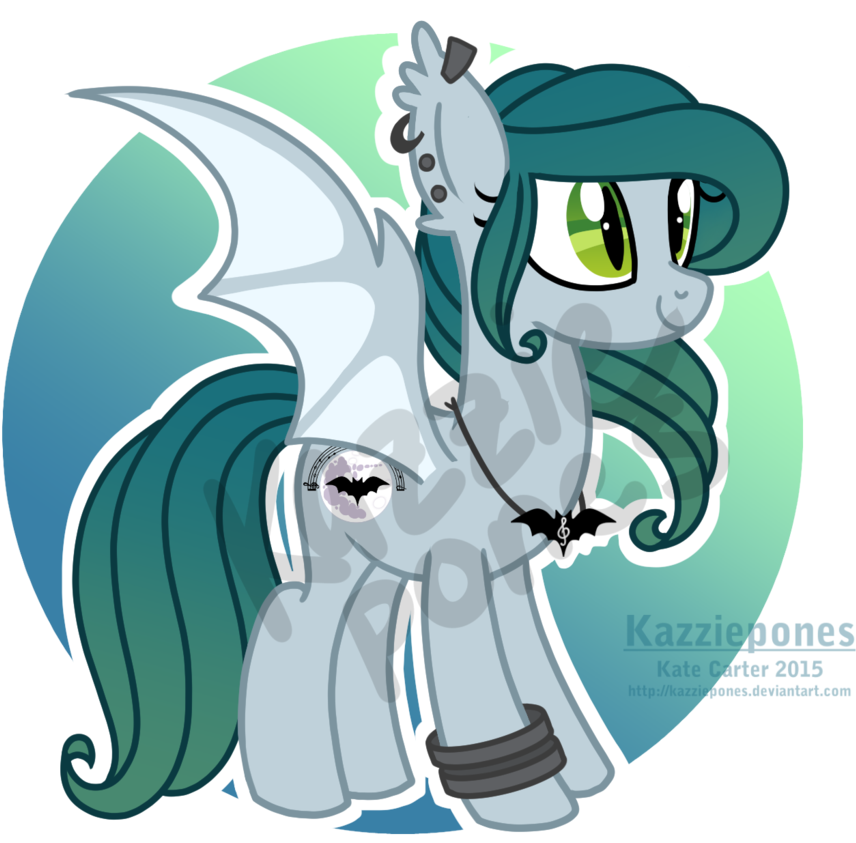 Kazziepones, Bat Pony, Bat Pony Oc, Ear Piercing, Earring, - Mlp Oc With Earrings (1024x1024)