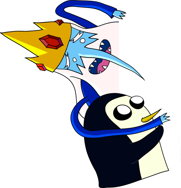 Ice King And Gunter Embrace [adventure Time] By Plasticwaterbear - Ice King Adventure Time Gunter (585x610)