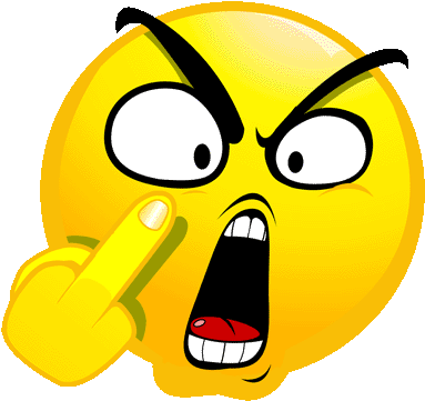 Pin Clipart Smiley Face Thumbs Up - Cushion Cover 40x40 Evil / Angry Face With Stinkfinger (500x396)