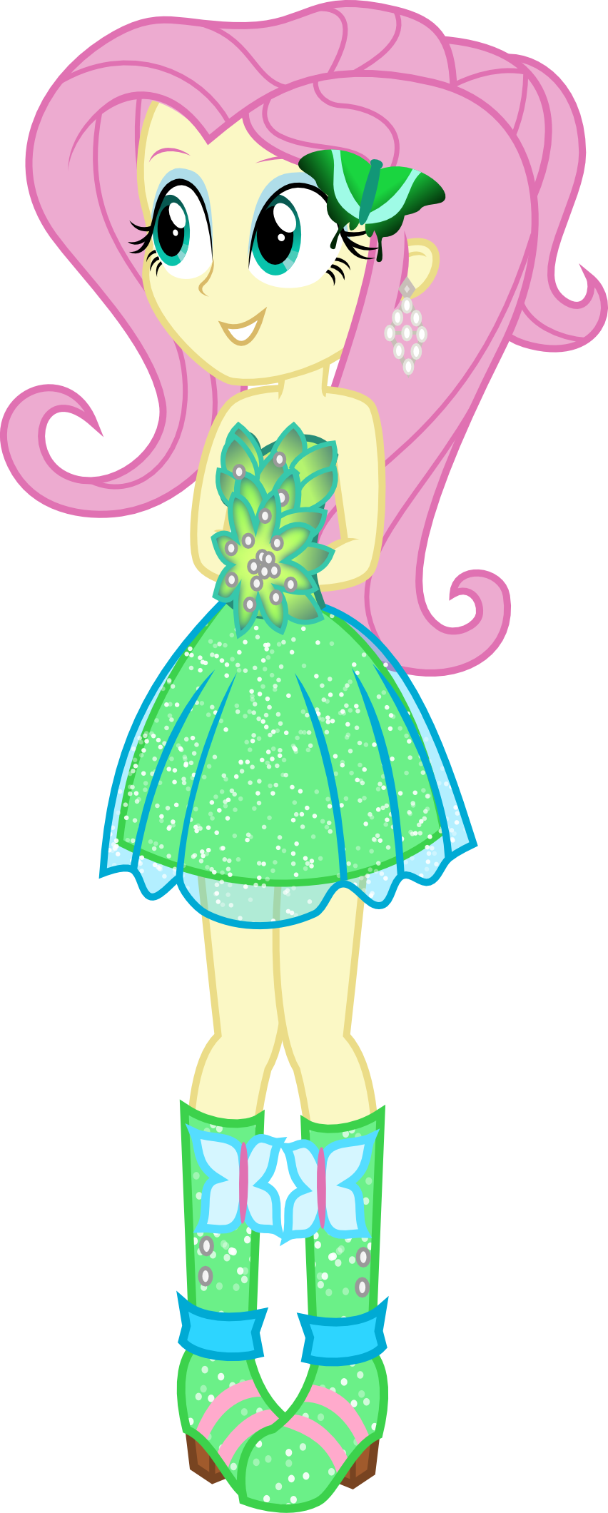 Alternate Costumes, Artist - Equestria Girls Fluttershy Dress (852x2120)