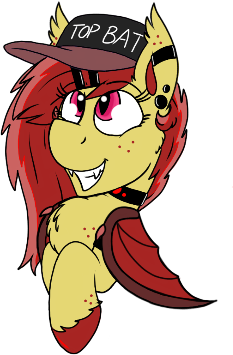 Emz2015, Bat Pony, Cap, Chest Fluff, Choker, Ear Piercing, - Cartoon (960x1280)