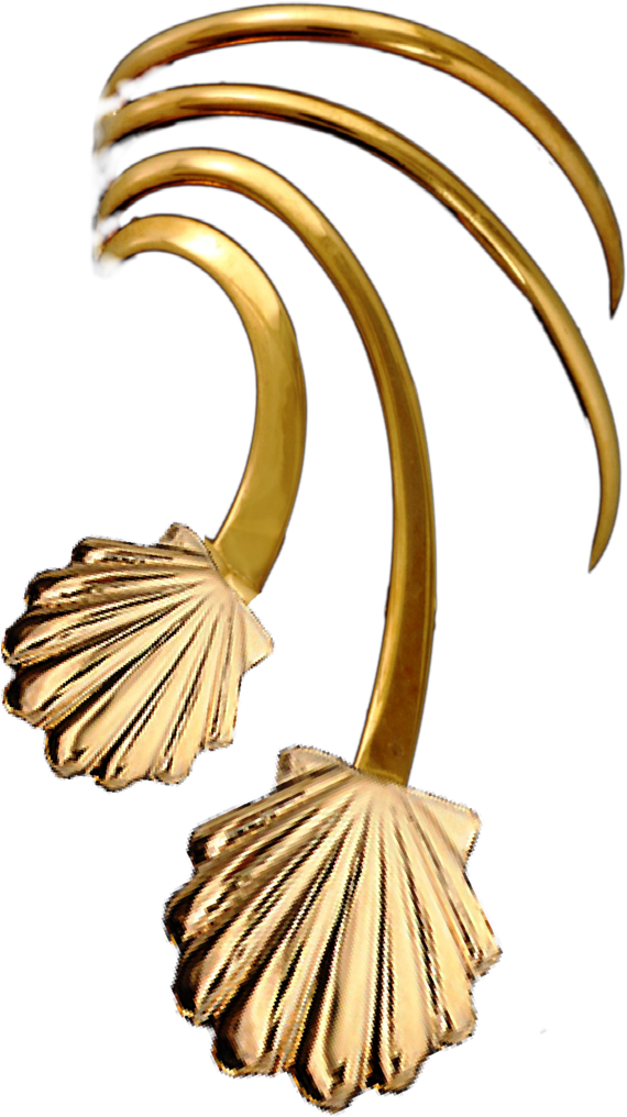 Non-pierced Ear Cuff Earrings - Bisou Jewels 2 Shell Short Gold Vermeil Ear Cuffs Earrings (578x1024)