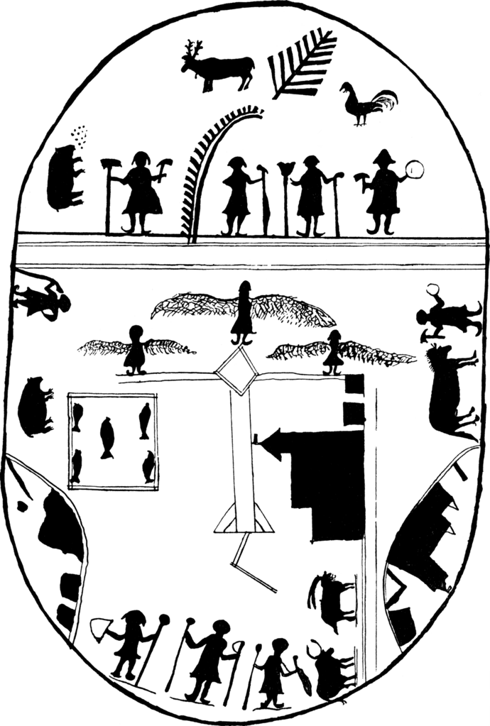 Sámi Mythology Shaman Drum Samisk Mytologi Schamantrumma - Cartoon (690x1023)