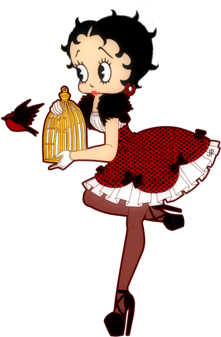 Betty Letting Her Bird Out Of Its Cage - Betty Boop Anime Version (446x703)