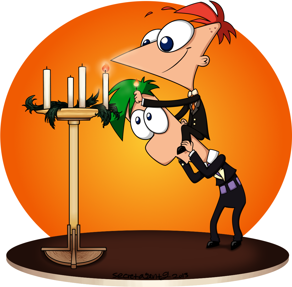 Advent Candle The First- Phineas And Ferb By Secretagentg - Cartoon (1194x1129)
