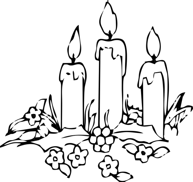 Advent Wreath Coloring Book - Candles And Flowers (650x613)