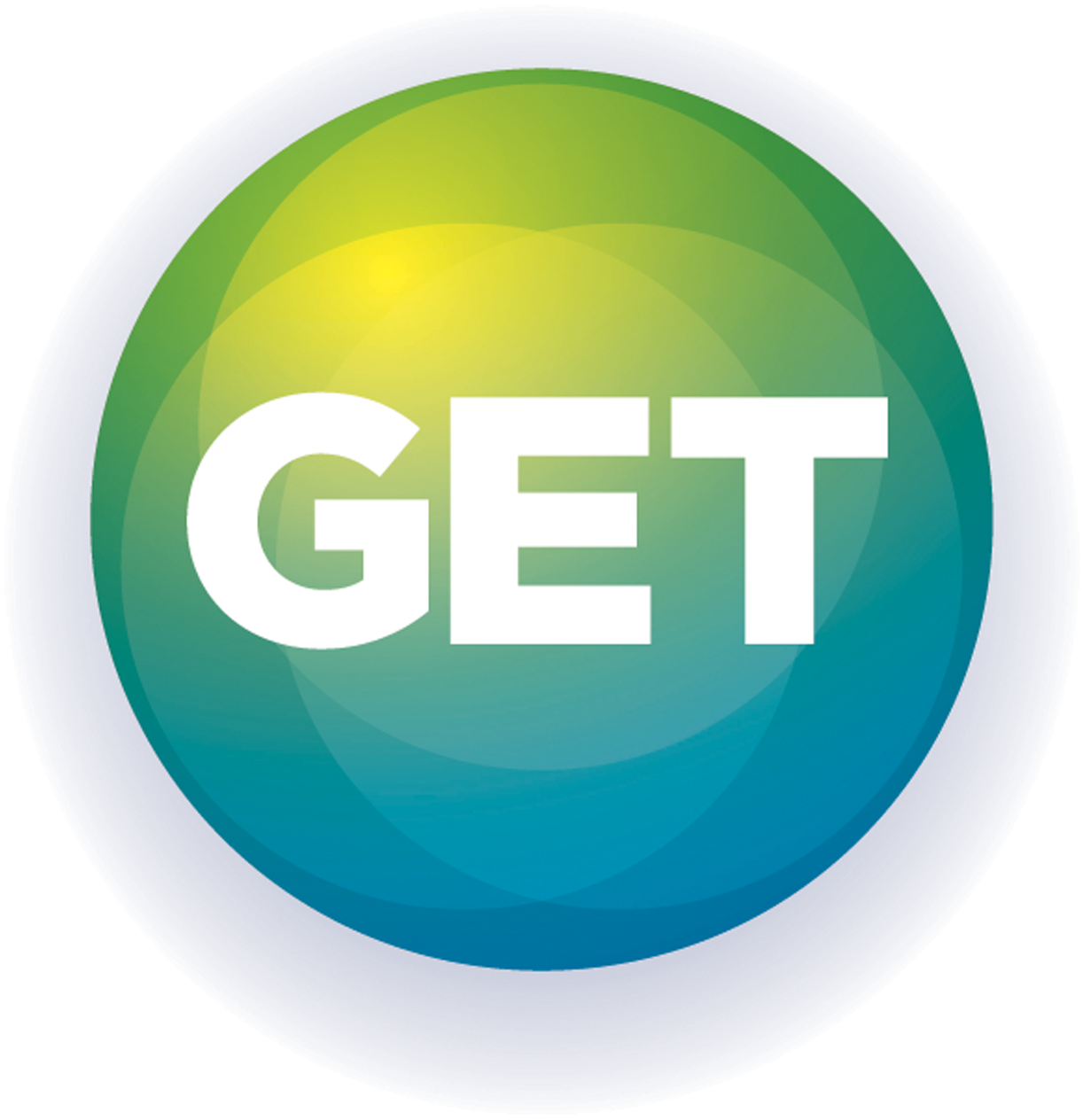 G E T Text Logo Surrounded By A Blue And Green Circle - Logo Get (1500x1500)