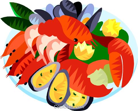 Eu European Cuisine Sea Food Platter Royalty Free Vector - Clip Art Seafood (480x386)