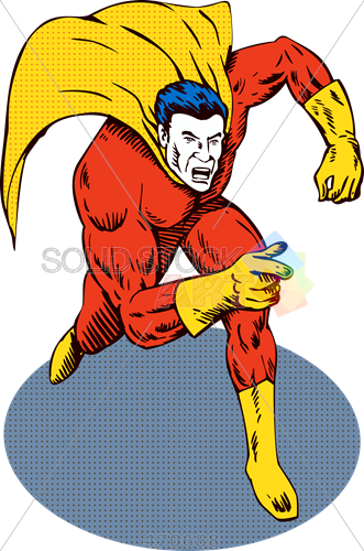 Stock Illustration Of Superhero In Red Suit With Yellow - Superhero With Yellow Cape (331x500)