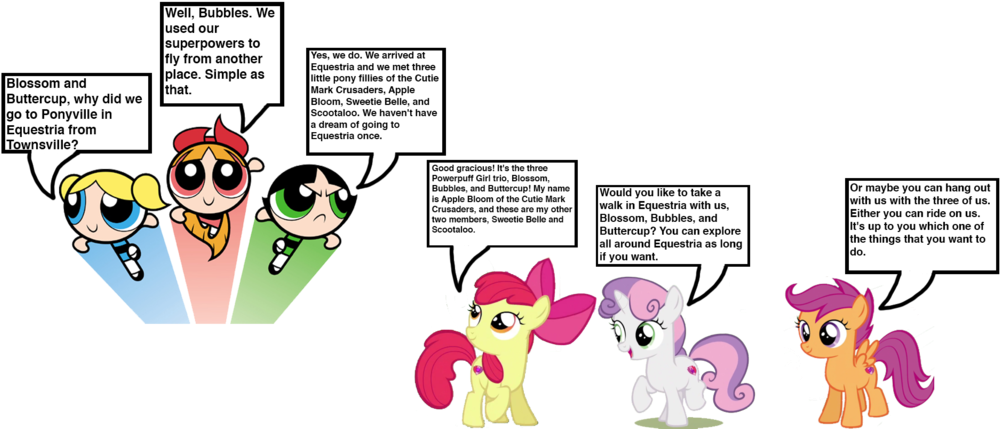 The Ppg Meets The Cutie Mark Crusaders By Darthranner83 - Powerpuff Girls And Cutie Mark Crusaders (1024x528)