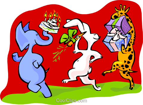 Party Animals Royalty Free Vector Clip Art Illustration - Cartoon (480x353)