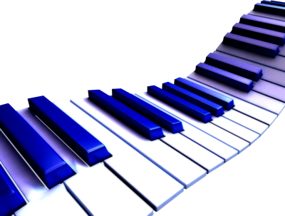 Music/symbol-the Book Refers To A Blue Piano - Blue Piano Keyboard (400x303)