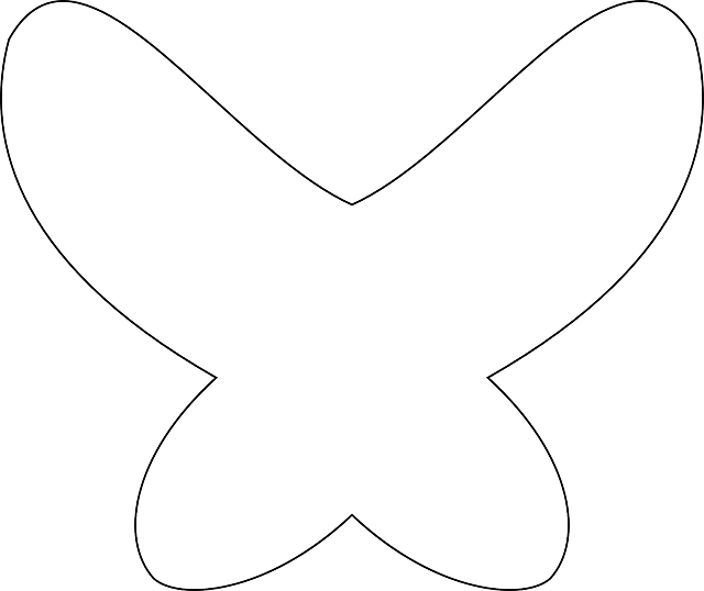 Drawing Outline, Cross, Empty, Butterfly, Draw, Trace, - Clip Art (640x538)