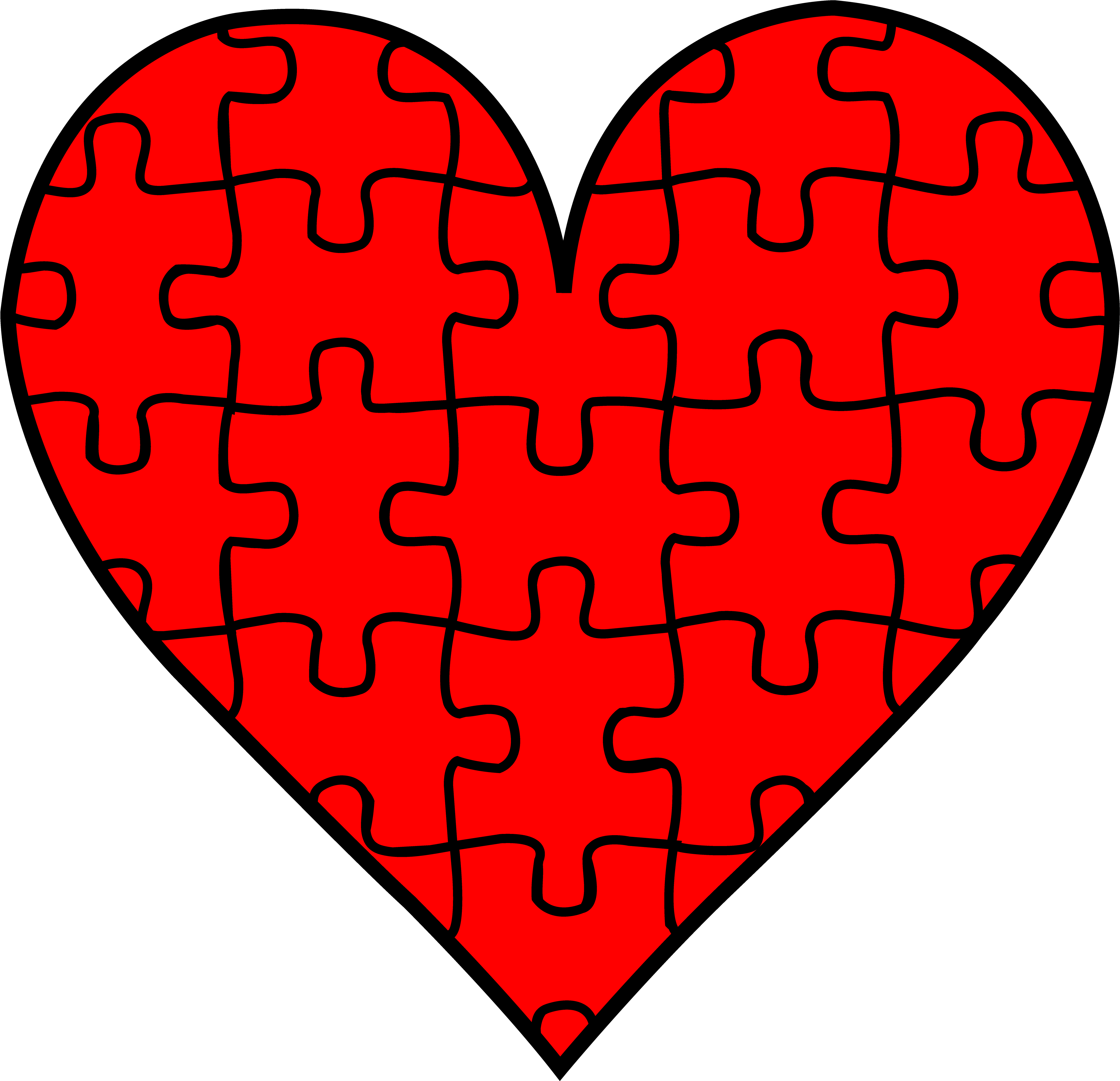 Red Heart With Puzzle Pieces - Heart With Puzzle Pieces (4861x4694)