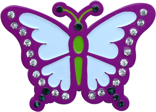 Butterfly Ball Marker & Hat Clip With Crystals - Readygolf - Butterfly Ball Marker & Hat Clip (500x500)