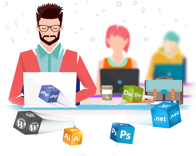 Our Graphic Design Services - Office People Working Vector (738x628)