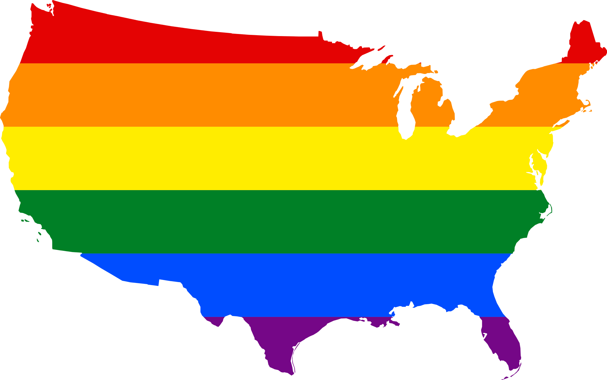 Lgbt Flag Map Of The United States Of America - Lgbt United States (2000x1253)