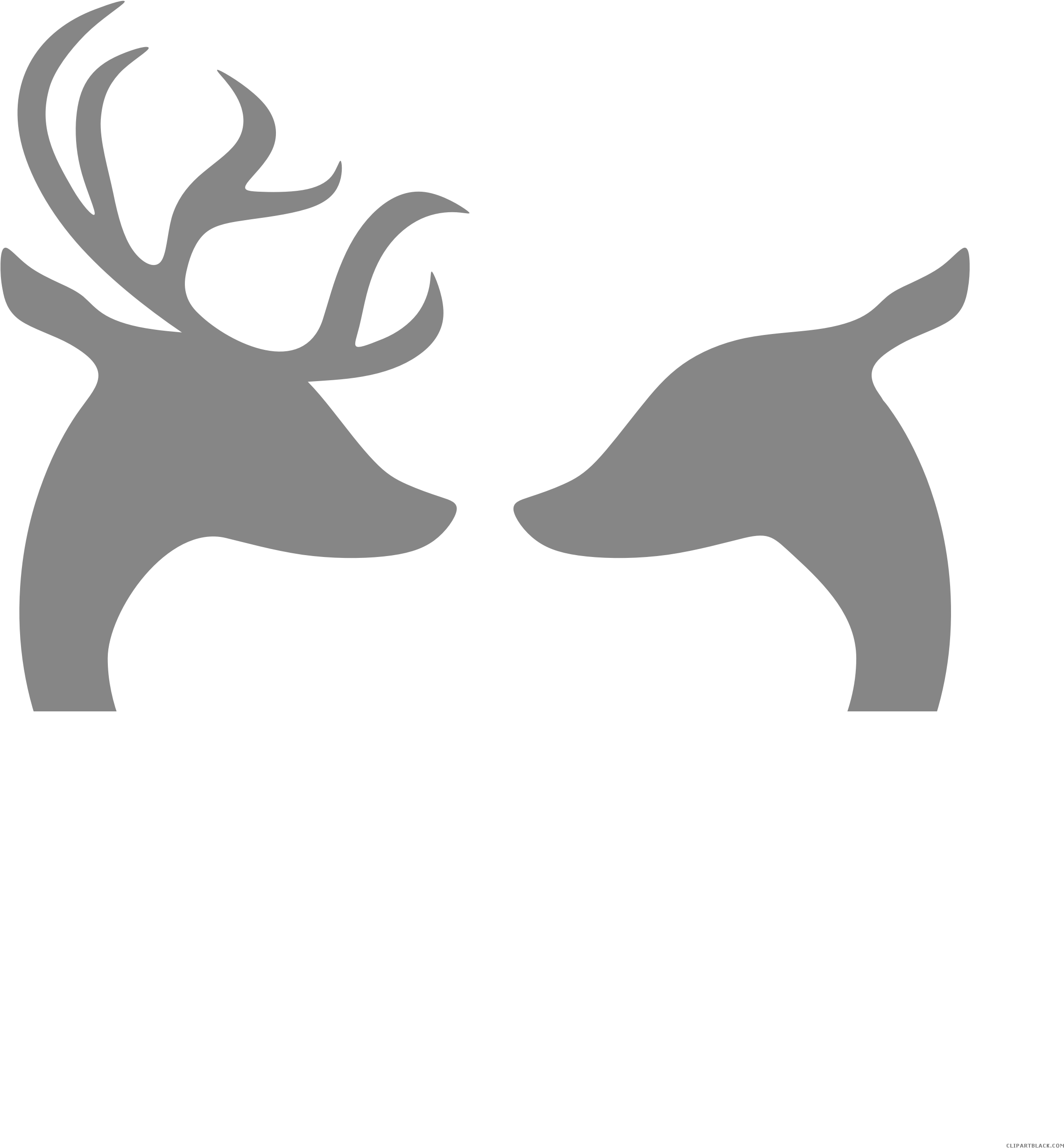 Deer Silhouette Animal Free Black White Clipart Images - Buck And Doe Heart Stencil (2508x2520)