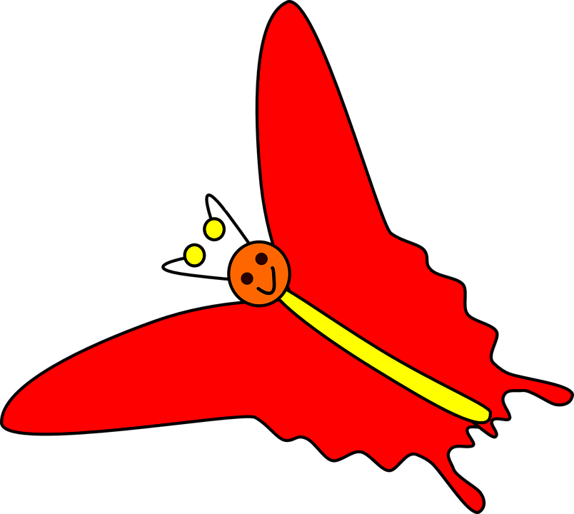 Butterfly Cartoon Drawing Clip Art - Buterflay Carton Red (804x720)