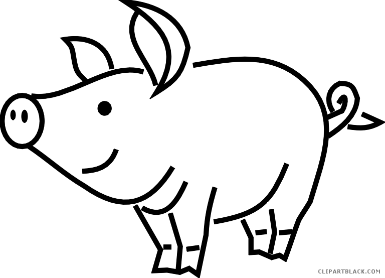 Pig Outline Animal Free Black White Clipart Images - Dont Go Bacon My Heart (768x554)