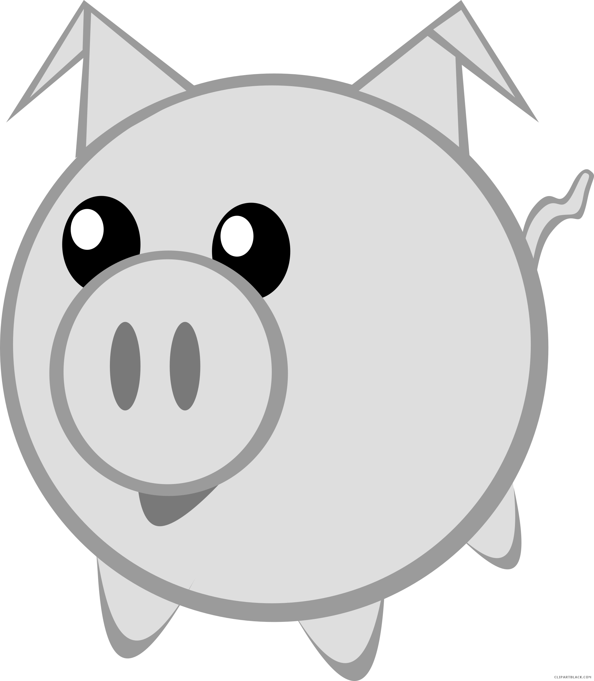 Pig High Quality Animal Free Black White Clipart Images - Cerdo Clipart (2000x2292)