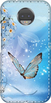 Motorola Moto G5s Plus Blue Butterfly Mobile Cover - Blue Butterfly On Flower (284x426)