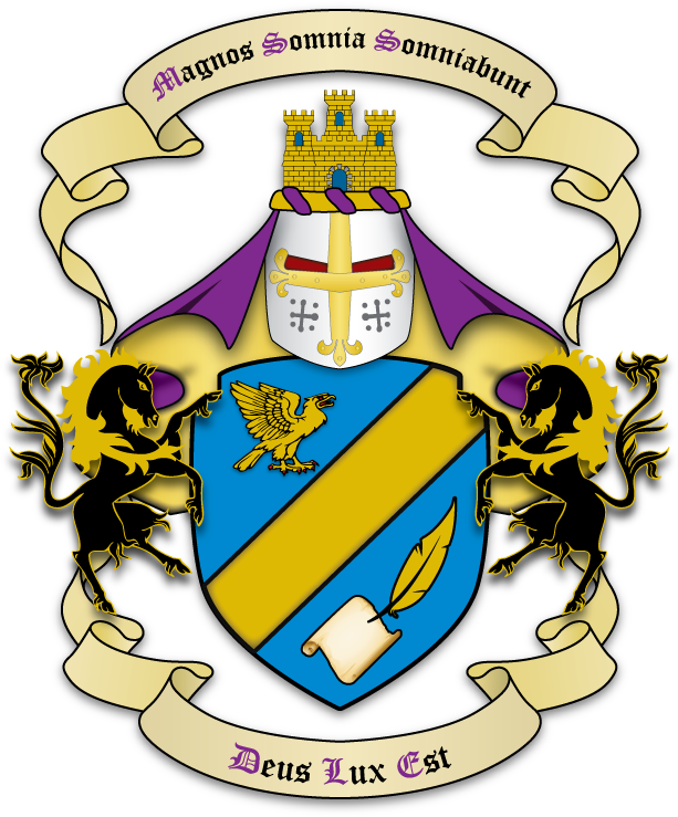 Azure, A Bend Sinister Or Between An Eagle Rising Facing - Emblem (612x792)